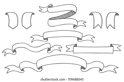 Ribbon banners, doodles.