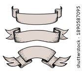   Ribbon banners. Hand drawn sketch elements for posters logos invitation cards, retro heraldic ribbons. Vintage vector.