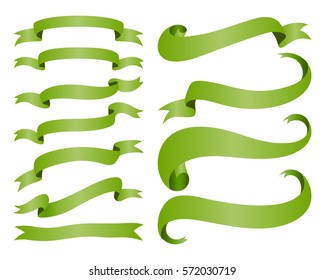 Ribbon banners isolated on white background. Collection of shiny tape. Vector Illustration.