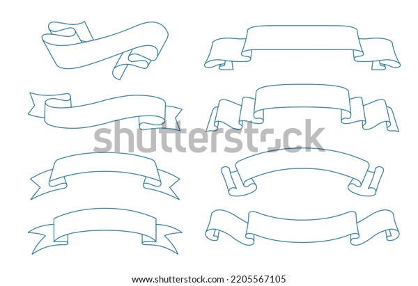 Ribbon Banners Outline Set Vector Copy Stock Vector (Royalty Free ...