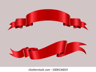 Ribbon banners.Red ribbons.Vector illustration.