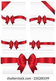 Ribbon Banners - Set of 5 ribbon banners wrapping around white copy space, as well as 2 corner banners.  Ribbons can be adjusted easily to fit any format.  