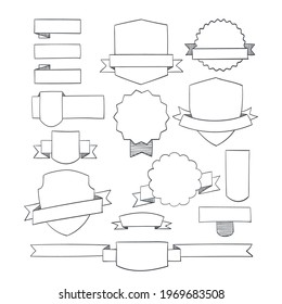 Ribbon Banners. Set of hand drawn ribbons banners. Ribbons Banner in modern style. Vector illustration