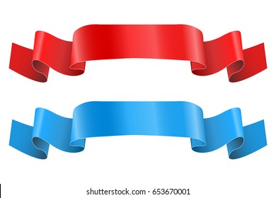 Ribbon banners. Shiny silk scrolls. Vector 3d illustration isolated on white background
