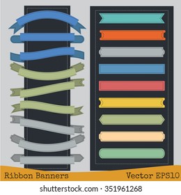 Ribbon banners stitching concept.