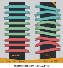 Ribbon banners stitching concept.