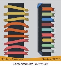 Ribbon banners stitching concept.