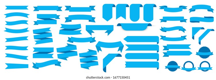 Ribbon banners, template labels set. Blank for decoration graphic. Vector illustration