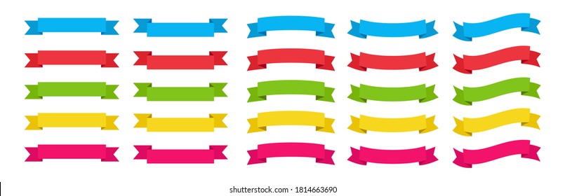 Ribbon banners, template labels set. Blank for decoration graphic. Vector illustration