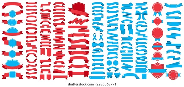 Ribbon banners, template labels set. Blank for decoration graphic. Vector illustration