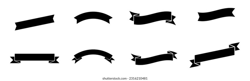 Ribbon banners, template labels set. Blank for decoration graphic. Vector illustration