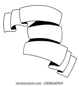 Ribbon banners. Vector hand drawn linear doodles 