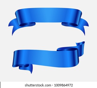 Ribbon banners.Vector blue ribbons.