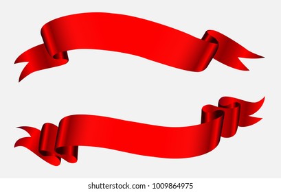 Ribbon banners.Vector red ribbons.