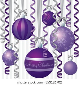 Ribbon and bauble inspired Christmas card in vector format.