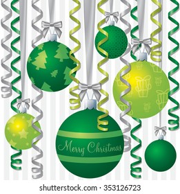 Ribbon and bauble inspired Christmas card in vector format.