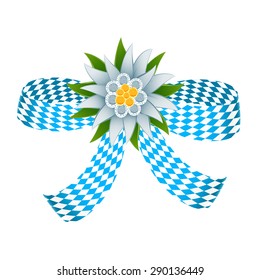 Ribbon in bavarian colors with edelweiss