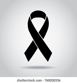 Ribbon Black Awareness Mourning Melanoma Sign Stock Vector (Royalty ...