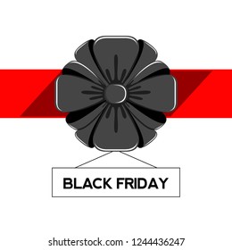 Ribbon with black friday text. Vector illustration design