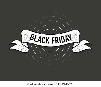 Ribbon with black friday for web design. Tag price 3d. White background. Poster banner design. Stock vector
