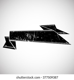 Ribbon in black.Grunge Logo Shape.Retro Label .Textured badge. banner design.Vector Background.