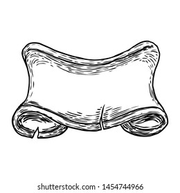 Ribbon. Blank hand drawing of old stone vintage ribbon banners. Engraving style. Vector.