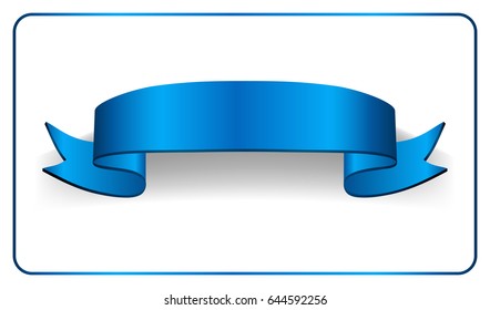 Ribbon blue banner. Sign satin blank promotion, web, advertising banner. Shiny ribbon design decoration element. Vintage label isolated on white background Vector illustration