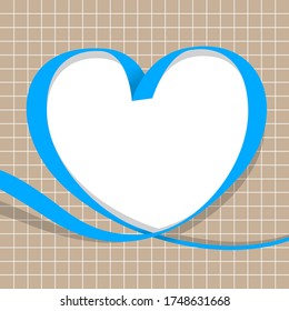 azul de cinta con forma de corazón en el fondo de la cuadrícula