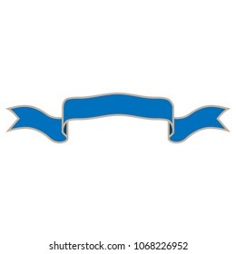 Ribbon blue sign. Decoration banner symbol. Colorful icon isolated on white background. Flag flat mark. Decoration concept. Modern art scoreboard. Stock vector illustration