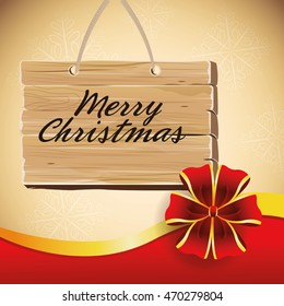 ribbon board merry christmas celebration icon. Colorful design. Vector illustration