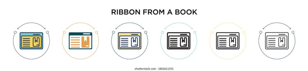 Ribbon from a book icon in filled, thin line, outline and stroke style. Vector illustration of two colored and black ribbon from a book vector icons designs can be used for mobile, ui, web