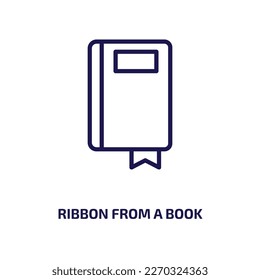 Band aus einem Buchsymbol aus der Sammlung der Benutzeroberfläche. Dünne lineare Schleife aus einem Buch, Buch, Farbbandumriss Symbol einzeln auf weißem Hintergrund. Linie, Vektorband aus Buchzeichen, Symbol für Web und 