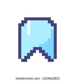 Ribbon bookmark pixelated RGB color ui icon. Favourite mark. Save link, page. Simplistic filled 8bit graphic element. Retro style design for arcade, video game art. Editable vector isolated image