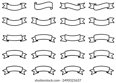 Ribbon Border Line Art Design Illustration Trimmed Creative Drawing