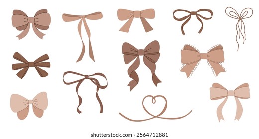 Ribbon bow big set in trendy Mocha Mousse color