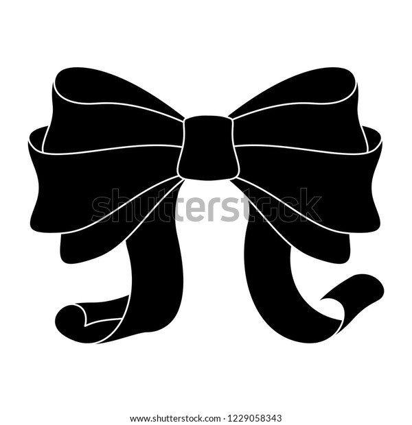 ribbon bow clipart black and white