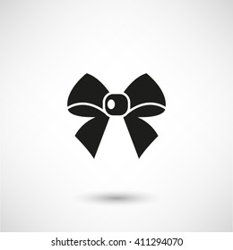 ribbon bow - black vector  icon with shadow