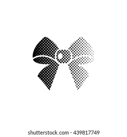 ribbon bow - black vector icon;  halftone illustration