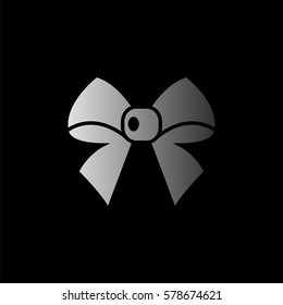 ribbon bow -  black vector icon