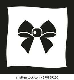 ribbon bow  - black vector icon