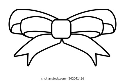 ribbon bow for christmas present symbol design silhouette. Vector illustration isolated on white background.