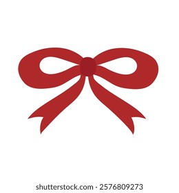 Ribbon bow clip art, bows clipart image, red ribbon bow vector flat illustration, isolated on white background