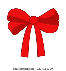 Ribbon bow clipart design. Valentine's Day or wedding decorated tape bows. Cartoon elements for present, celebration, and congratulation. Isolated on white background vector illustration