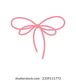 Ribbon bow clipart design. Valentine's Day or wedding decorated tape bows. Cartoon elements for present, celebration, and congratulation. Isolated on white background vector illustration