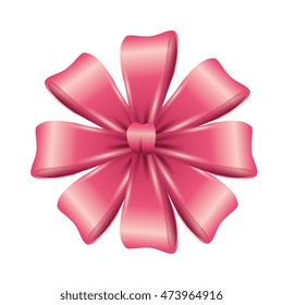 ribbon bow color pink decoration gift vector illustration