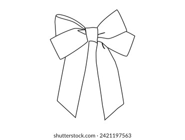 ribbon bow in continuous line art drawing. Elegant minimal line stroke style. Vector illustration