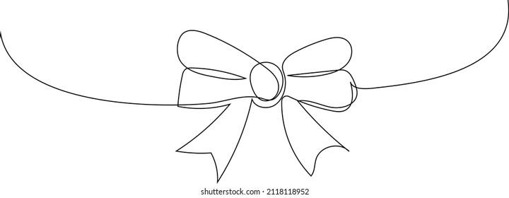 Cinta de arco en el plano continuo de línea. Ilustración vectorial minimalista. Sorprendente concepto de regalo.