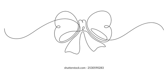 Ribbon with bow. Continuous line drawing.  