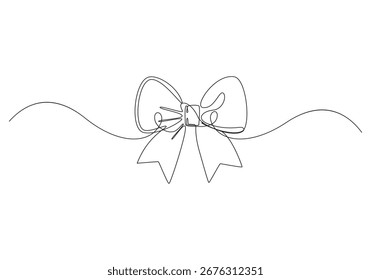 Ribbon bow Continuous one line art drawing,