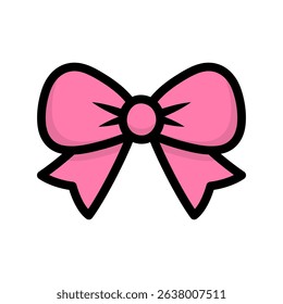 Ribbon bow with a dark outline, perfect for celebratory designs. Vector illustration